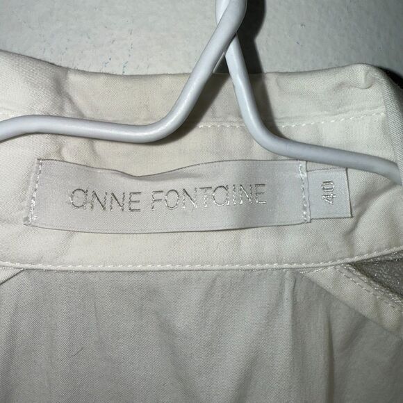 Anne Fontaine Sahra Button Down Embroidered Sheer Front Shirt - White 40 - Picture 5 of 7